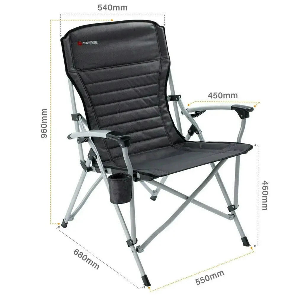 Caribee Arm Chair Crossover Aluminium Folding Outdoor Beach Picnic Camping Navy