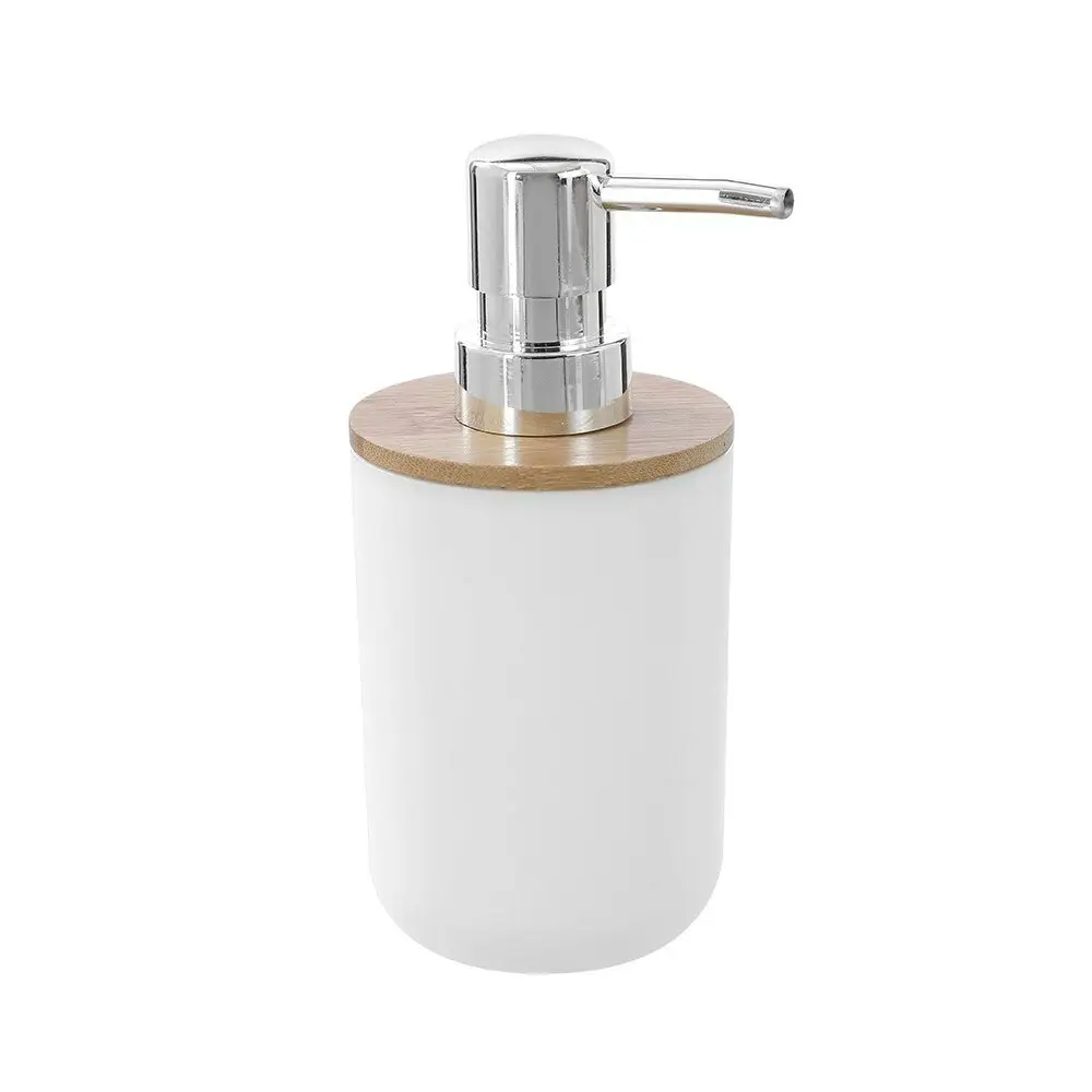 3x Boxsweden 330ml Bano Liquid Soap Dispenser Bamboo Top 7.5x16cm BPA Free WHT