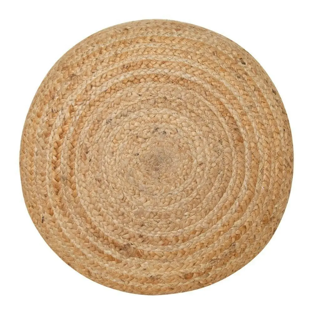 J. Elliot Henri Round Jute/Cotton Ottoman 45cm Home Lounge/Patio Foot Stool WHT