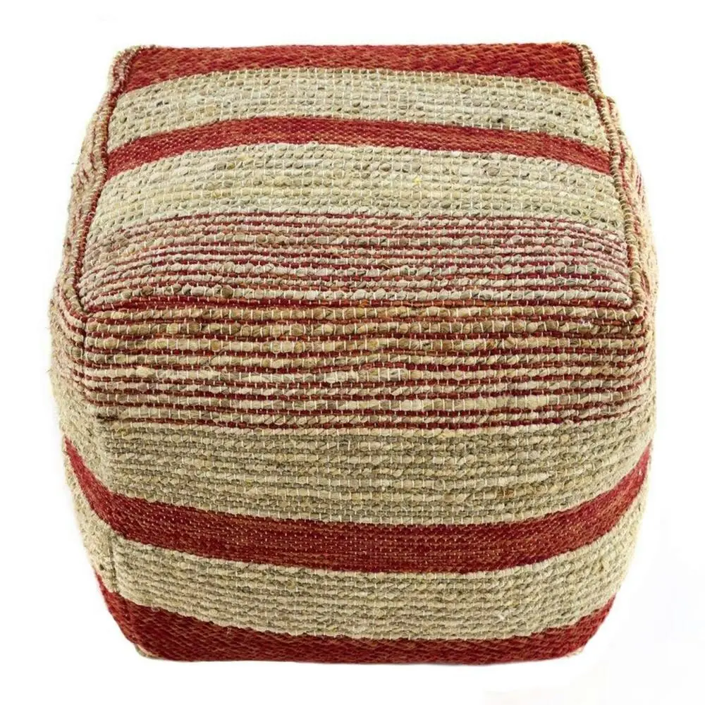 J. Elliot Henri Square Jute/Cotton Ottoman 45cm Lounge/Patio Foot Stool Brick