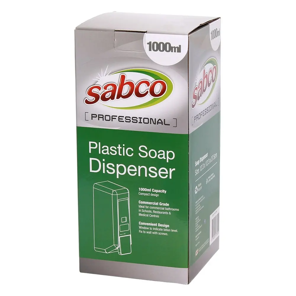 Sabco Professional 1000ml Plastic Soap Dispenser Wall Mounted Container White