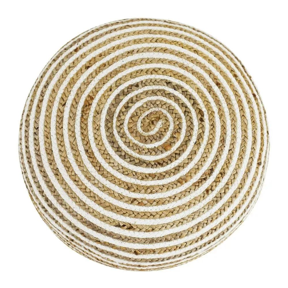 J.Elliot Mateo 50x35cm Round Jute Ottoman Home Footrest Chair/Seat Natural/Ivory