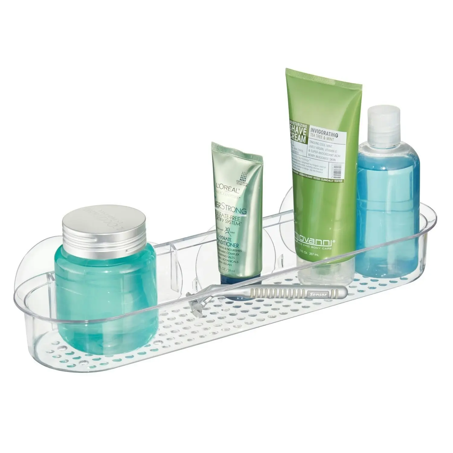 Idesign Classic 38x11cm Suction Shelf Shower/Tub Caddy Organiser Storage Clear