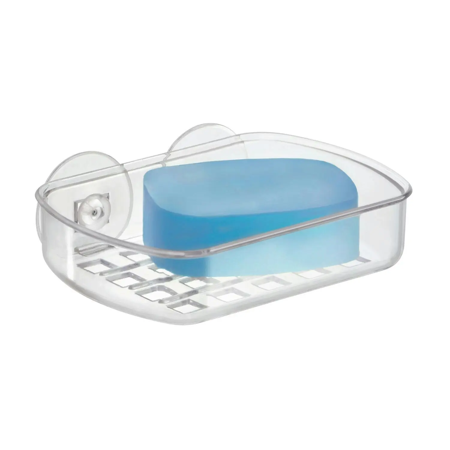 2x Idesign Classic Suction 13.5x10cm Hanging Soap Dish Container Organiser Clear