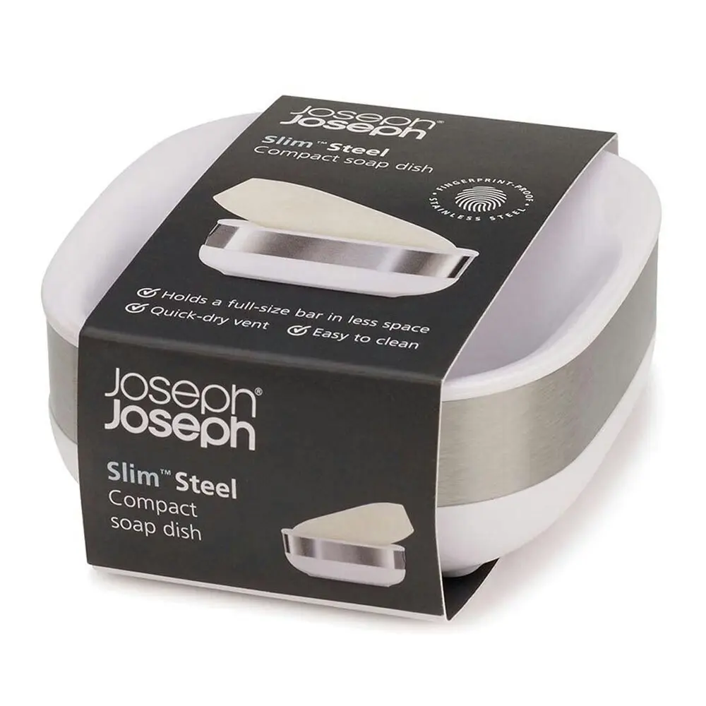 Joseph Joseph Slim Steel Compact Soap Dish Storage/Holder Container Tray White