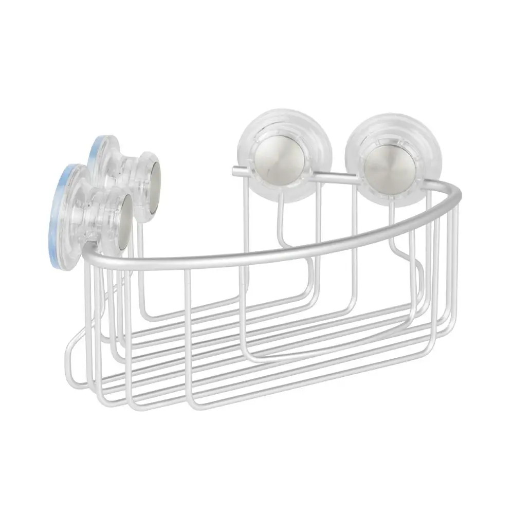 Idesign Metro Aluminium Suction Corner Shower Bathroom Caddy/Basket 24.3cm SIL