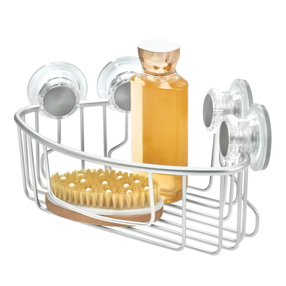 Idesign Metro Aluminium Suction Corner Shower Bathroom Caddy/Basket 24.3cm SIL