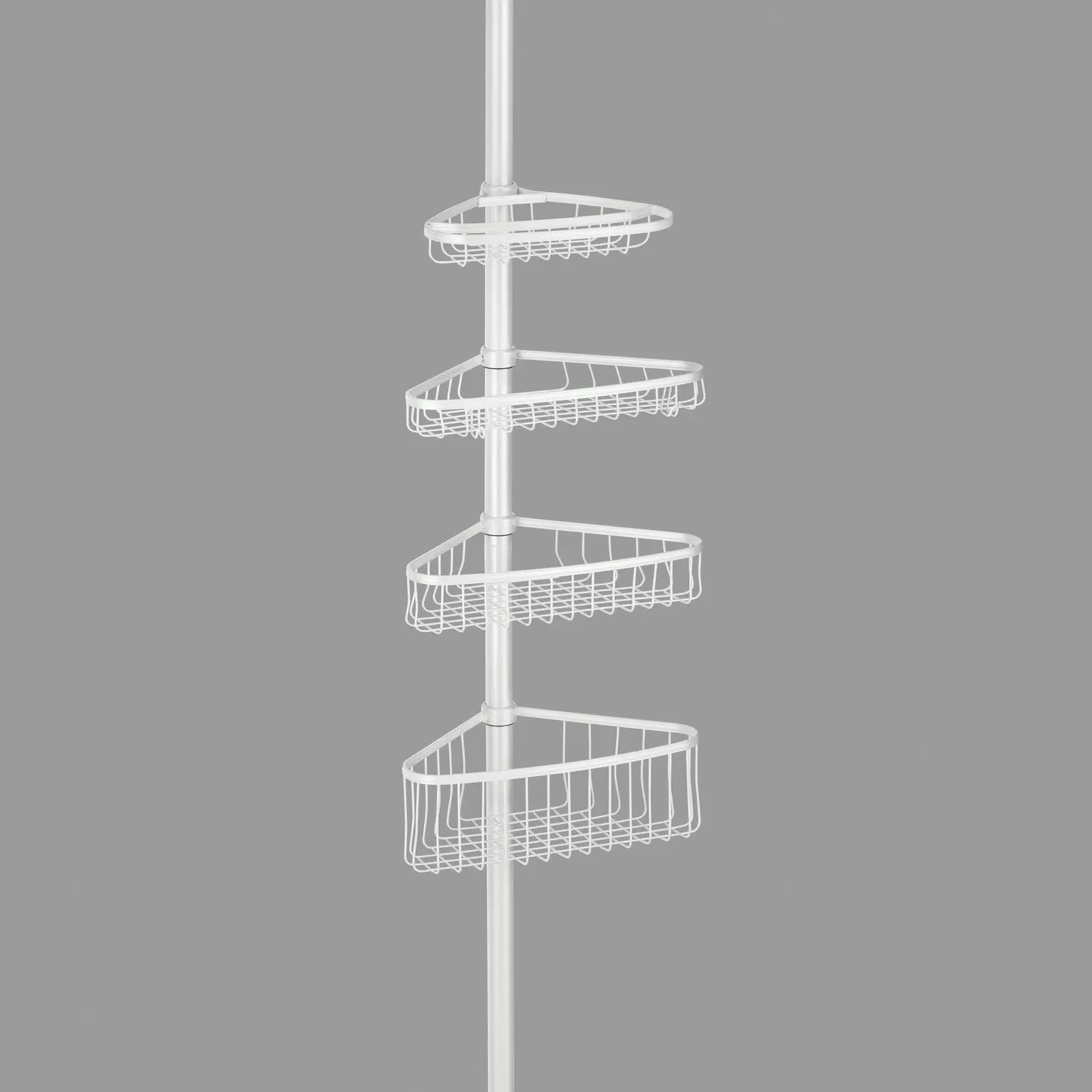 Idesign York Tension Adjustable Corner Shower Bathroom Wire Caddy White 59.6cm