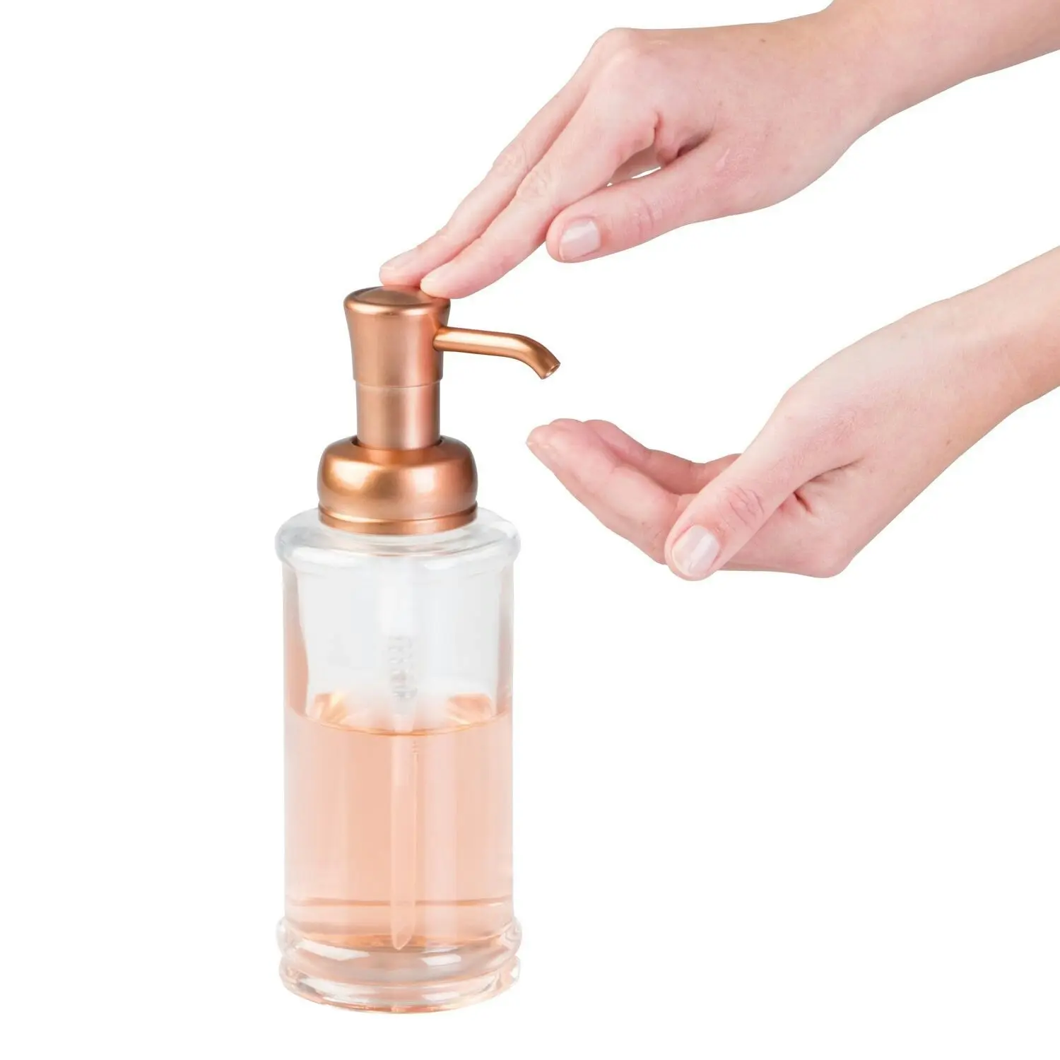 Idesign Hamilton Hand Liquid Soap Pump Dispenser Bathroom w/Head Copper 8.6x21cm