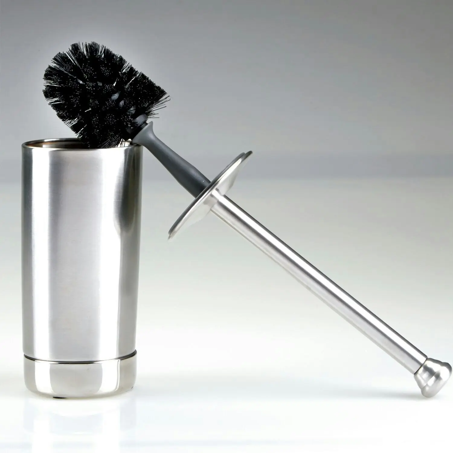 Idesign York Metal Stainless Steel Bowl Bathroom Toilet Brush w/Holder 49.4cm