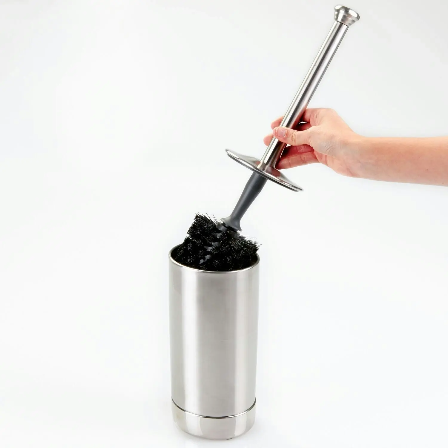 Idesign York Metal Stainless Steel Bowl Bathroom Toilet Brush w/Holder 49.4cm