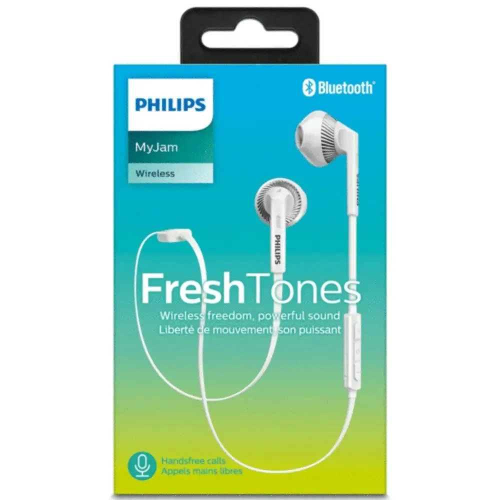 Philips SHB5250WT Wireless Bluetooth Earphones Headphones Headset w/ Mic White