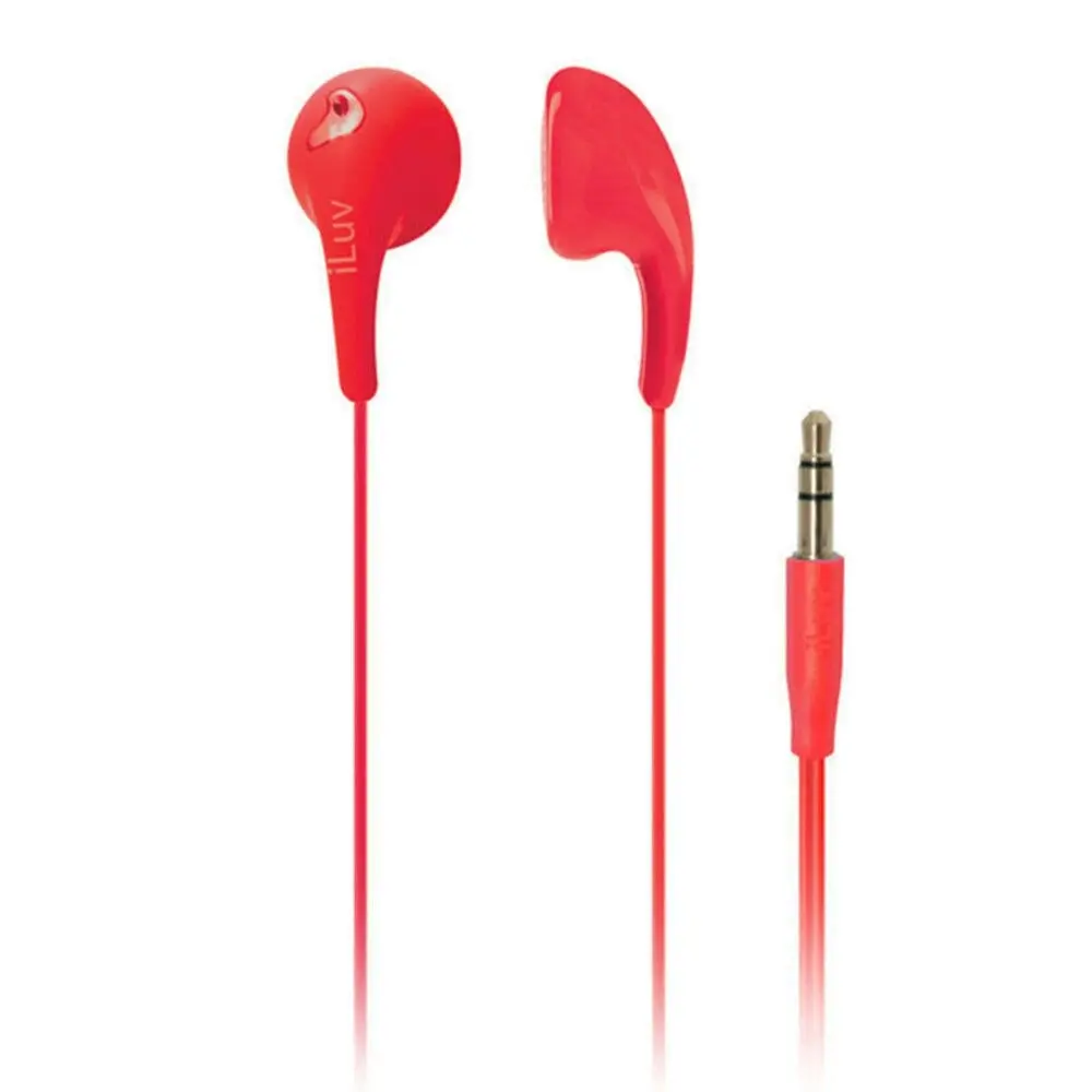 2PK ILuv Red Bubble Gum 2 Earphones Headphones In-Ear for iPhone Android iPod