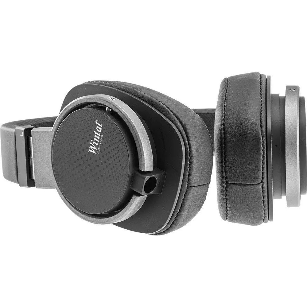 Wintal HP17 On Ear Wired Stereo Headphones w/ In-Line Mic Button Control Black