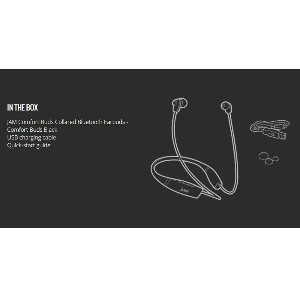 Jam Comfort Buds Bluetooth Sport Headset Wireless Earphones Sweatproof w/Mic/10h