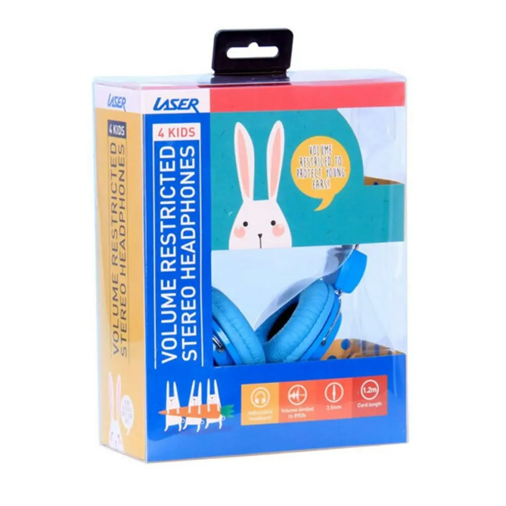 Laser Volume Limited Kids Headphones/Headband Safe for Dvd/iPad/Audio Toy Blue