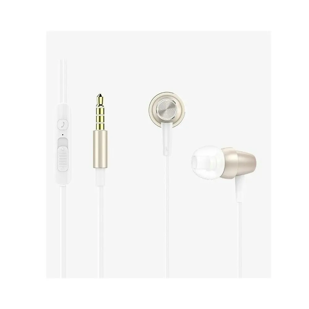 Xipin 3.5mm In-Ear Metal Earphone 1.2m Headphone w/Mic/Slide Volume Control Gold