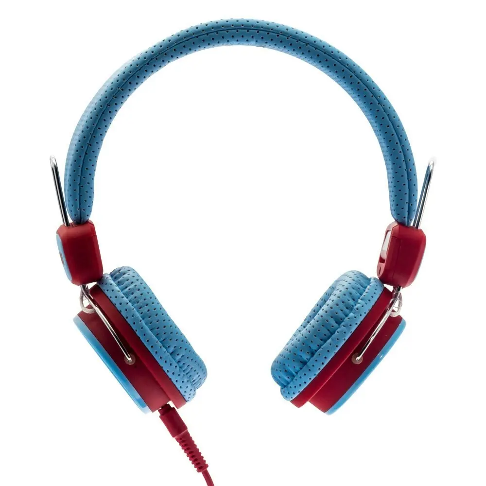 Moki Kid Safe Volume Limited Headphones Over Ear Cup Headband Kids 3y+ Blue/Red