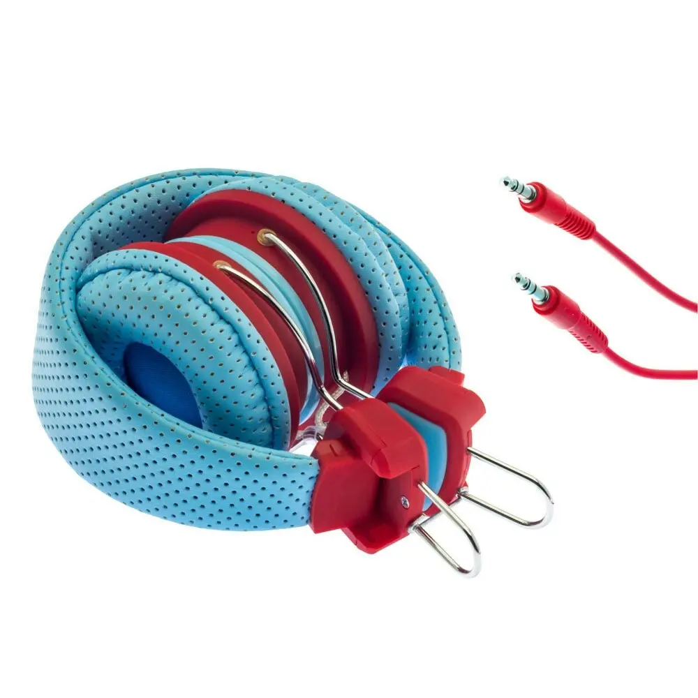 Moki Kid Safe Volume Limited Headphones Over Ear Cup Headband Kids 3y+ Blue/Red