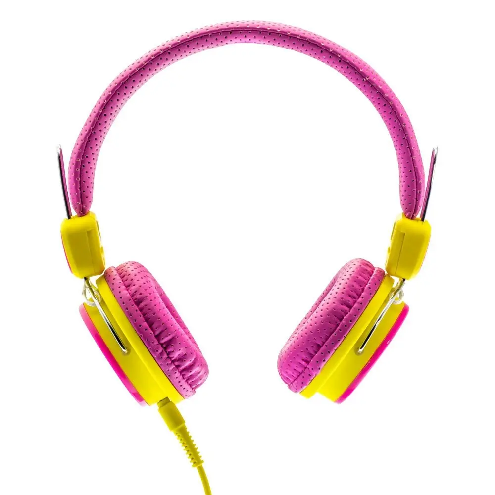 Moki Kid Safe Volume Limited Headphones Over Ear Cup Headband Kids 3y+ Pink/YL