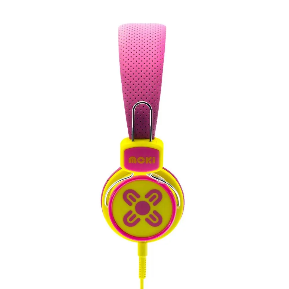 Moki Kid Safe Volume Limited Headphones Over Ear Cup Headband Kids 3y+ Pink/YL