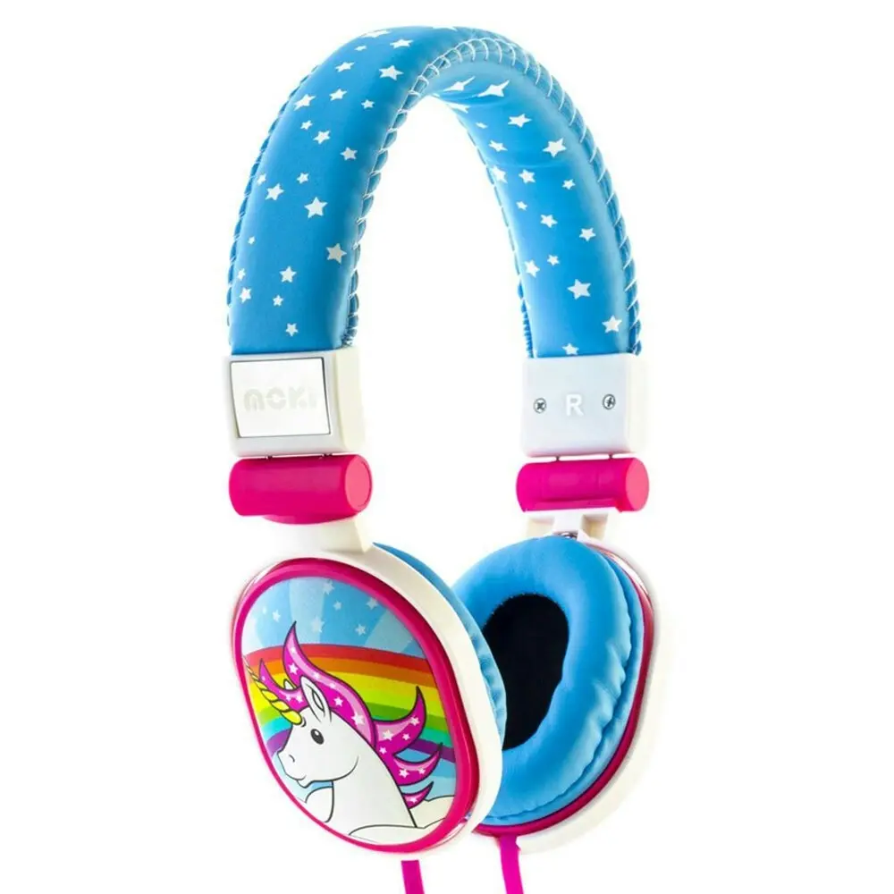 2PK Moki Popper Children/Kids Headphones Over Ear Cup Stereo Headband Unicorn BL