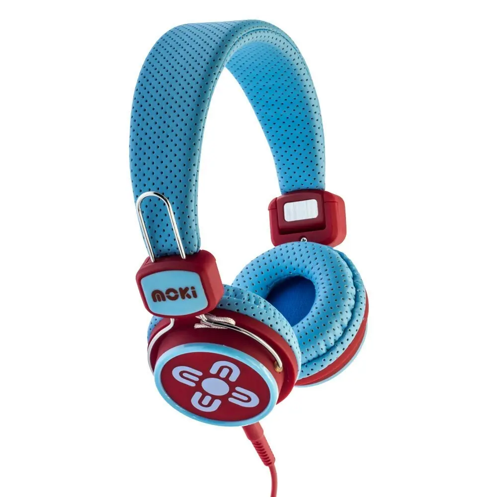 2PK Moki Kid Safe Volume Limited Headphones Over Ear Cup Headband Kids 3y+ BL/RD