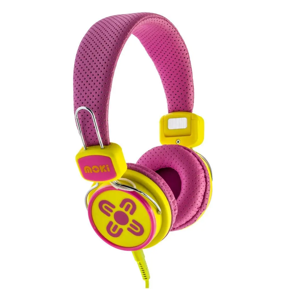 2PK Moki Kid Safe Volume Limited Headphones Over Ear Cup Headband 3y+ Pink/YL