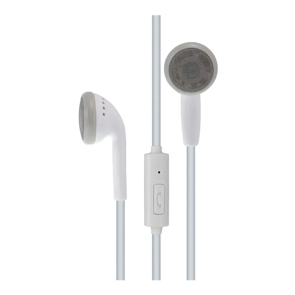 Moki Stereo In-Ear Earphones 3.5mm Jack Headset w/Volume Control/In-Line Mic WHT