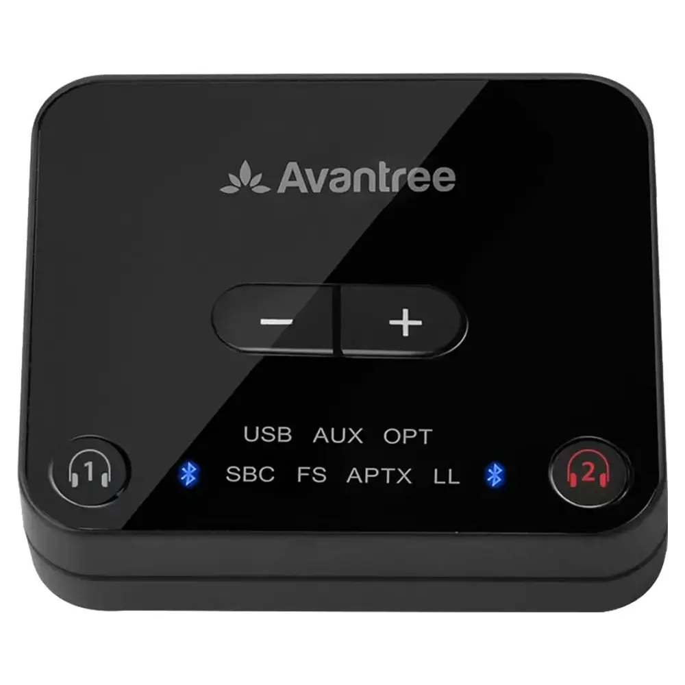 Avantree Dual Bluetooth/Wireless Headphones Over-Ear TV w/ Transmitter/Stand BLK