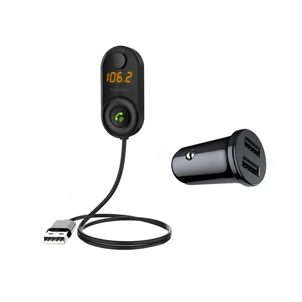 Sansai Bluetooth Hands-Free Car Kit FM Transmitter w/USB 3.1A Port Car Charger