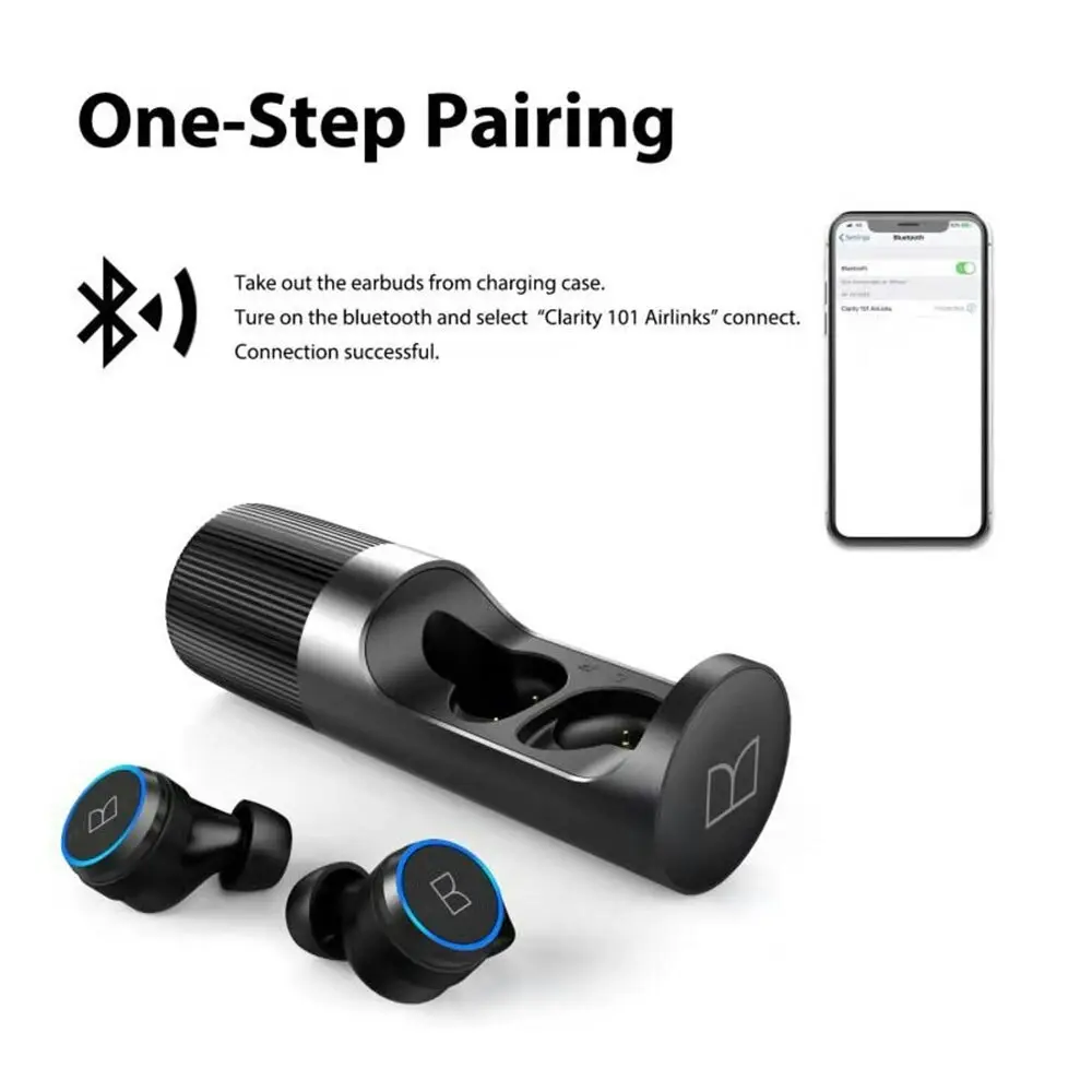 Monster Bluetooth Achieve 101 Airlinks Wireless In-Ear Earphones w/ Mic/IPX5 BLK