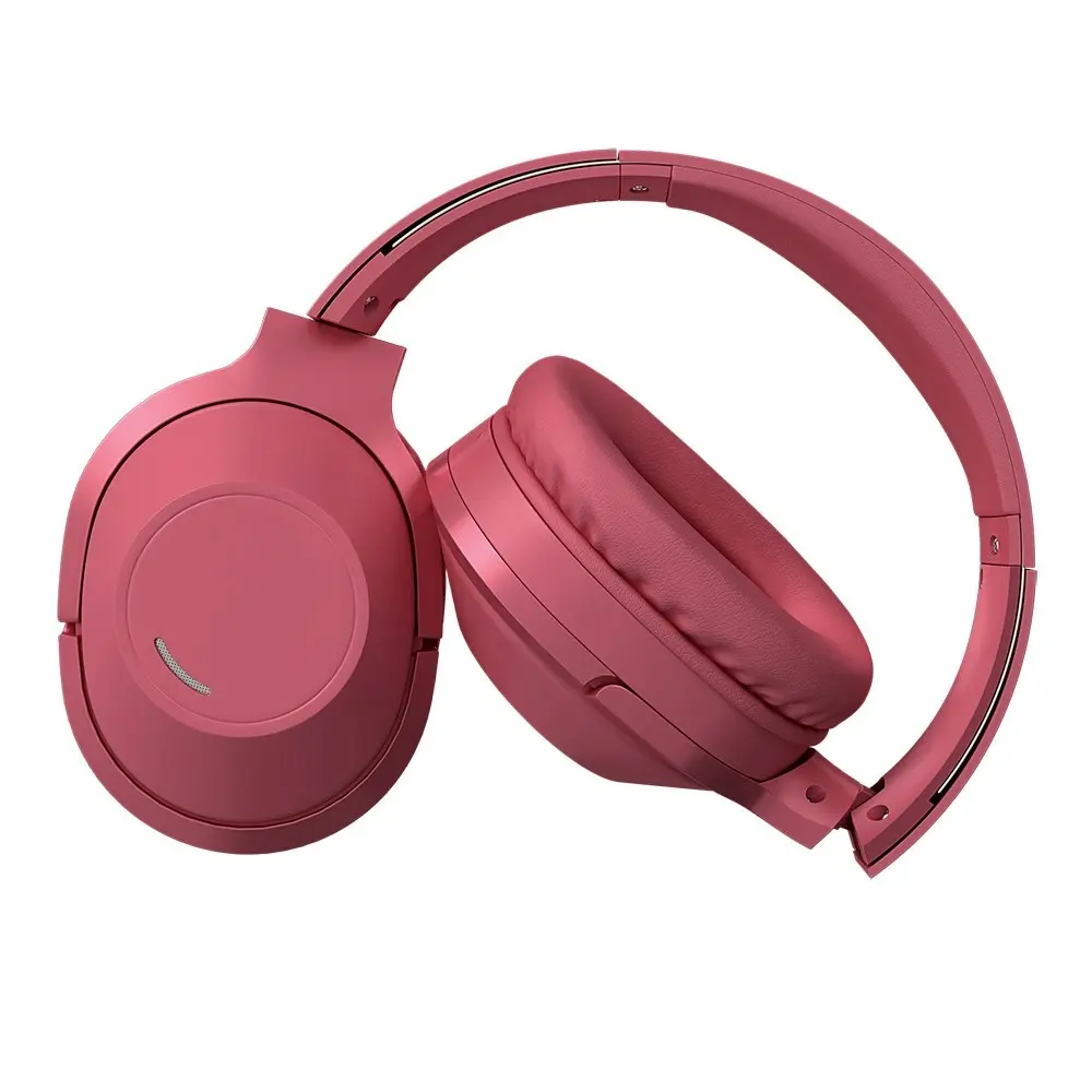 Liquid Ears Wireless/Bluetooth Over-Ear Foldable Headphones w/ Built-In Mic Red