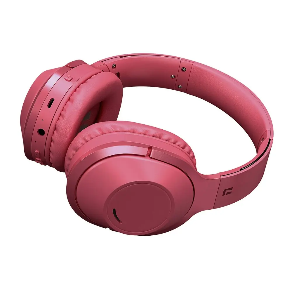 Liquid Ears Wireless/Bluetooth Over-Ear Foldable Headphones w/ Built-In Mic Red