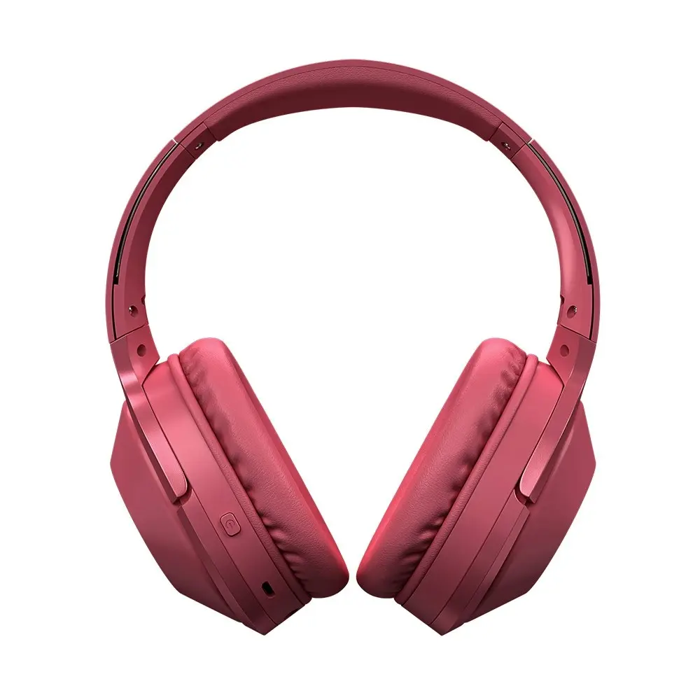 Liquid Ears Wireless/Bluetooth Over-Ear Foldable Headphones w/ Built-In Mic Red