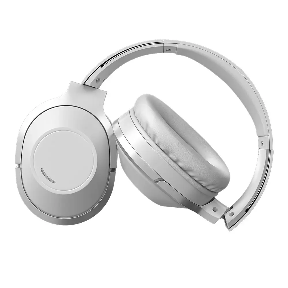 Liquid Ears Wireless/Bluetooth Over-Ear Foldable Headphones w/Built-In Mic White