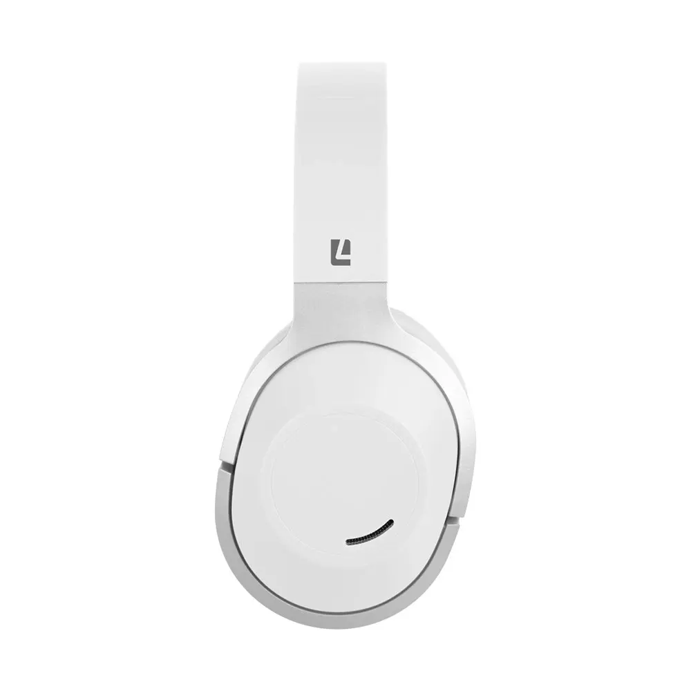 Liquid Ears Wireless/Bluetooth Over-Ear Foldable Headphones w/Built-In Mic White