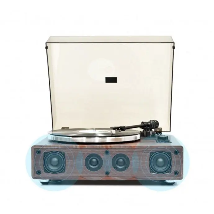 mBeat HiFi 35W 33/45 RPM Turntable/Vinyl Player w/ Bluetooth Speakers Walnut