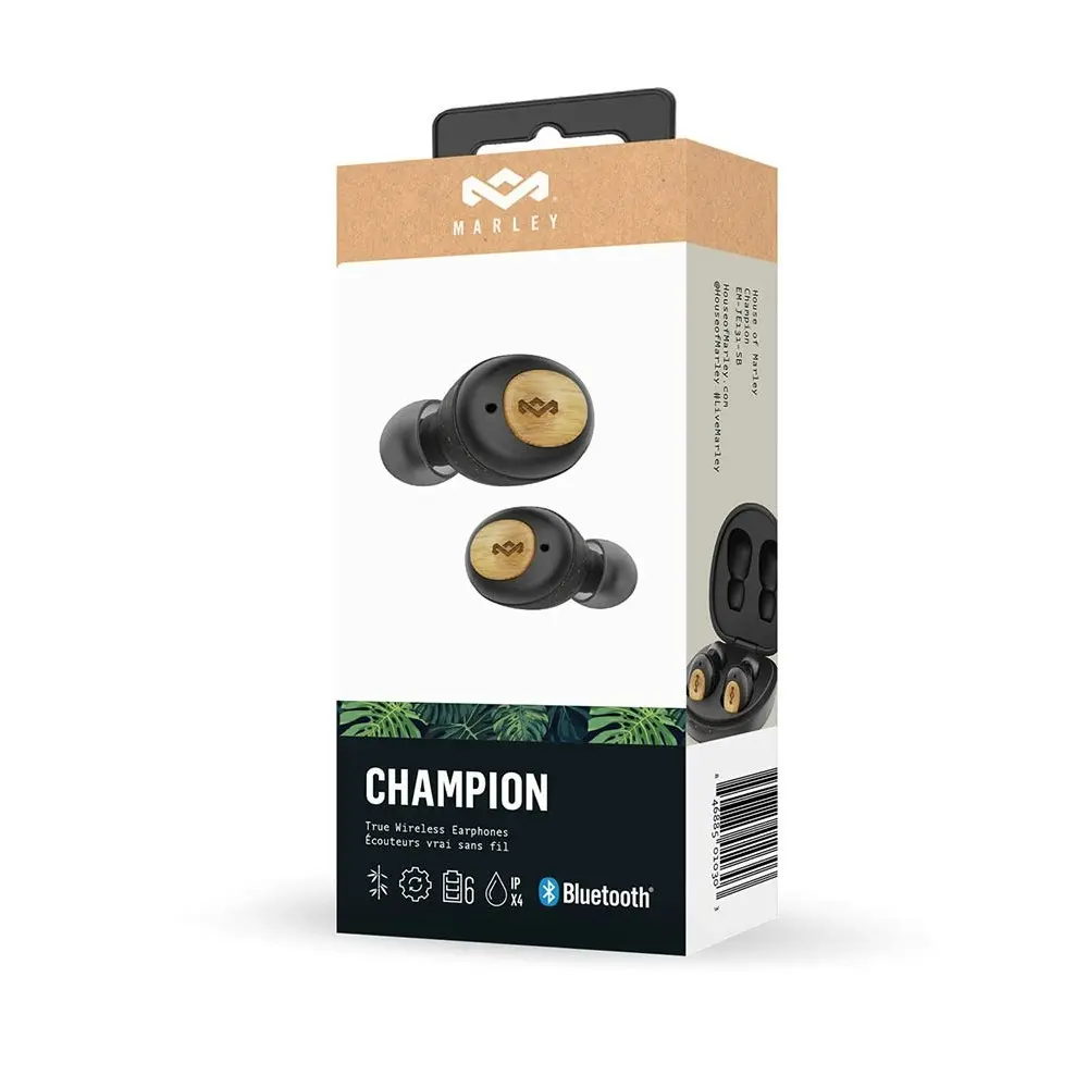 House of Marley Champion True Wireless Bluetooth 5.0 IPX4 Earphones Earbuds BLK