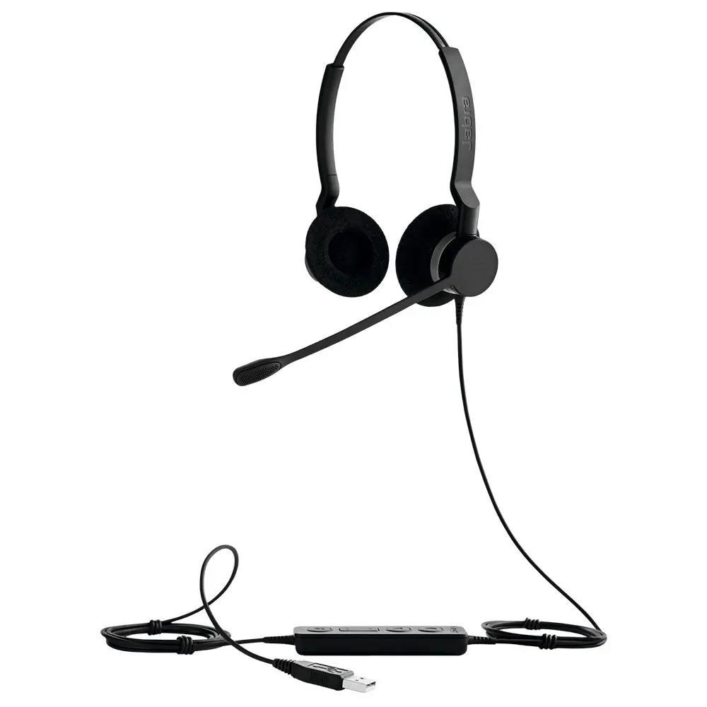 Jabra Corded Biz 2300 MS Duo USB-A Wired Headset w/Noise-Cancelling Microphone