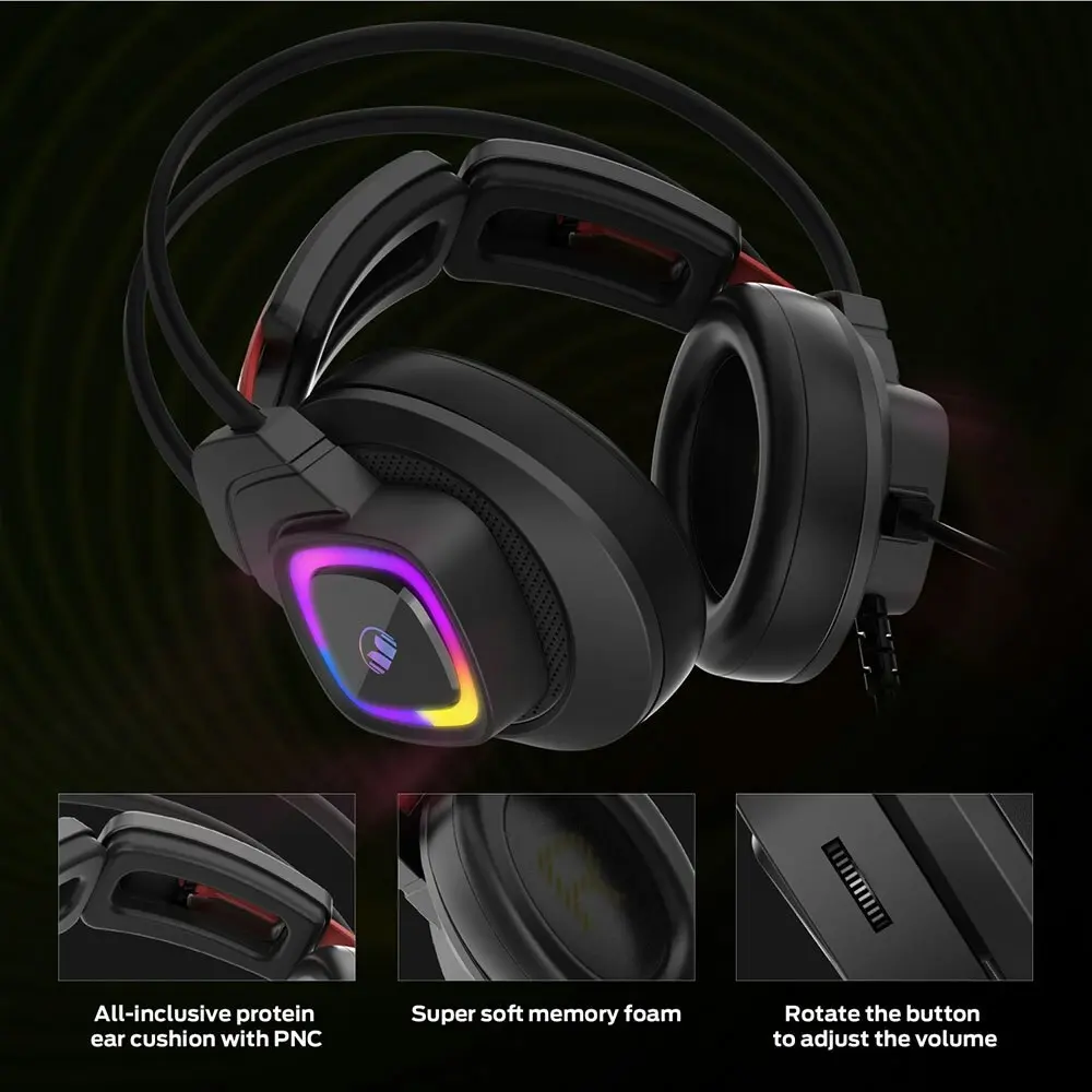 Monster Mission Bot PC Gaming Headset Over-Ear Plug-In/Wired 3.5mm w/Mic Black