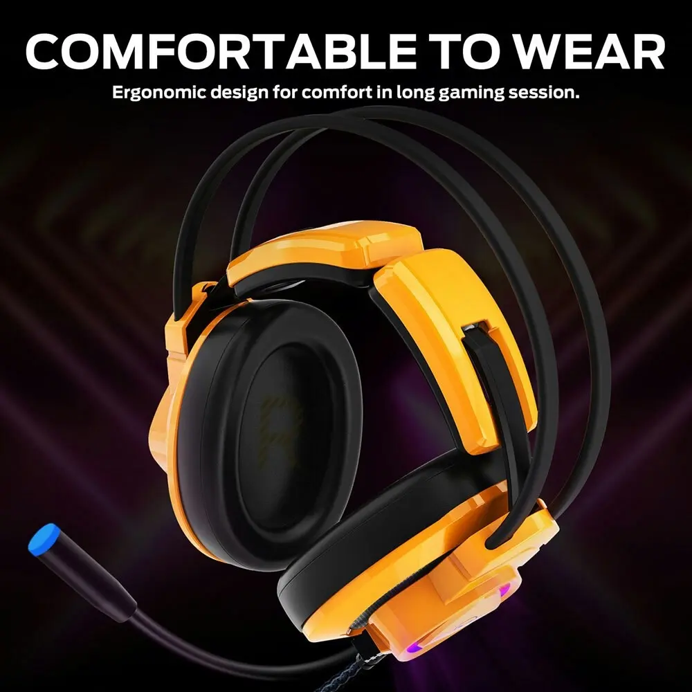 Monster Mission Bot PC Gaming Headset Over-Ear Plug-In/Wired 3.5mm w/Mic Yellow