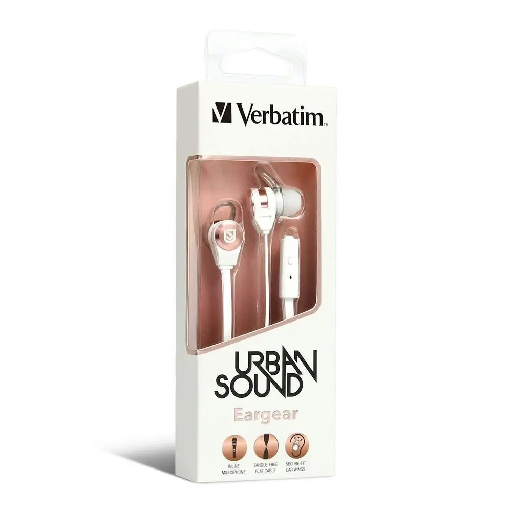 Verbatim Urban Sound EarGear In Ear Earphone/Headset 3.5mm Jack White/Rose Gold