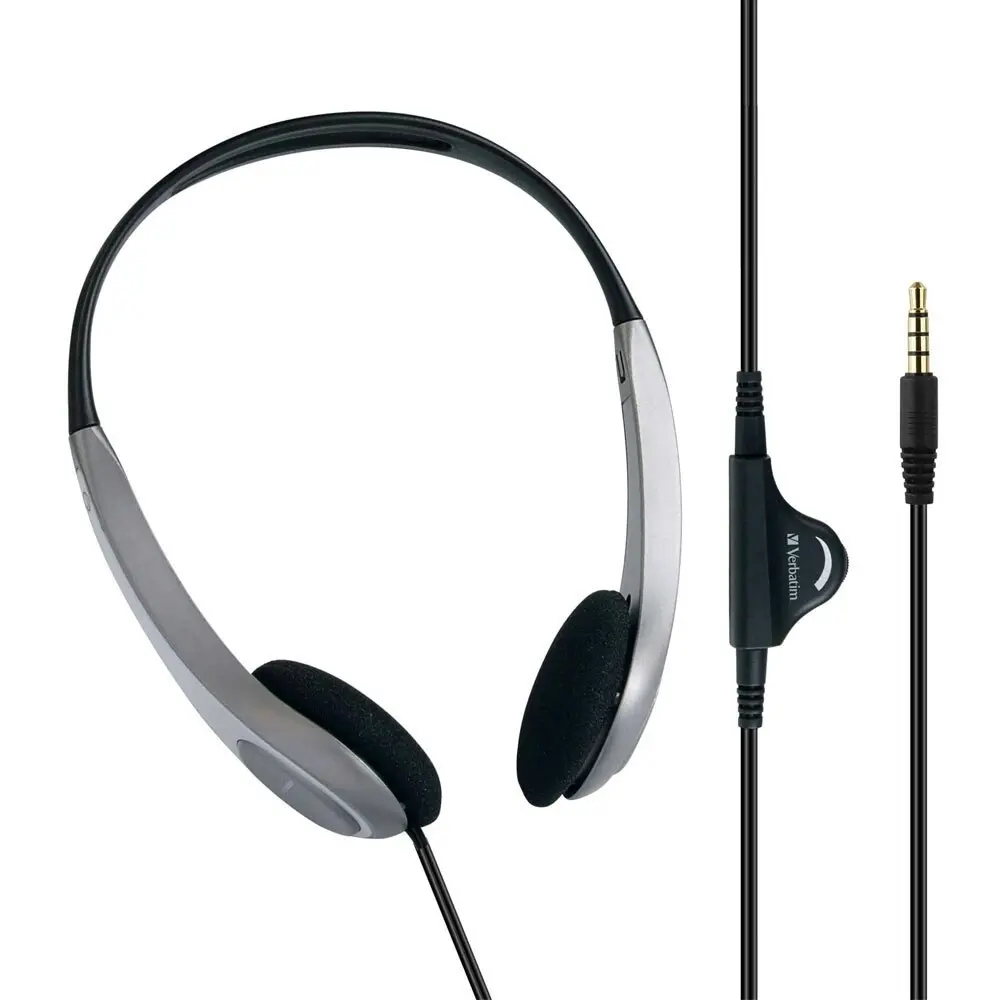 Verbatim Multimedia/Computer Headset w/Volume Control Mixer/3.5mm Audio Jack BLK