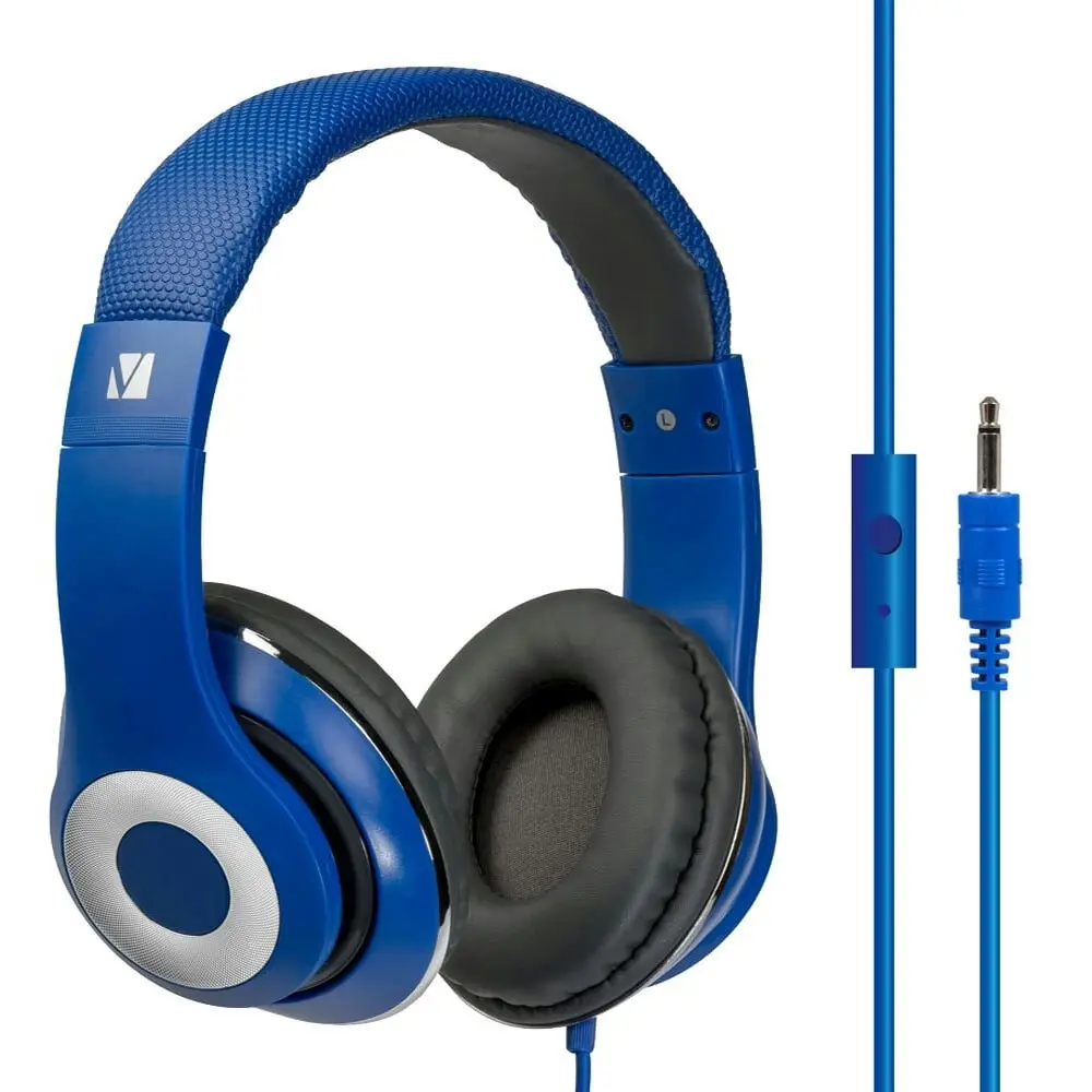 Verbatim Class Over-Ear Gaming/Multimedia/Music Headphones w/Mic/3.5mm AUX Blue