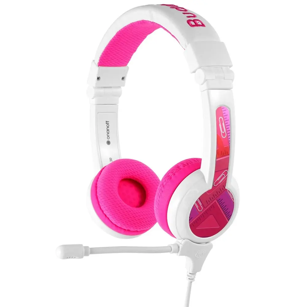 2pc Buddyphones School Plus Wired Headphones/Headset w/ Boom Mic Pink/Green Kids