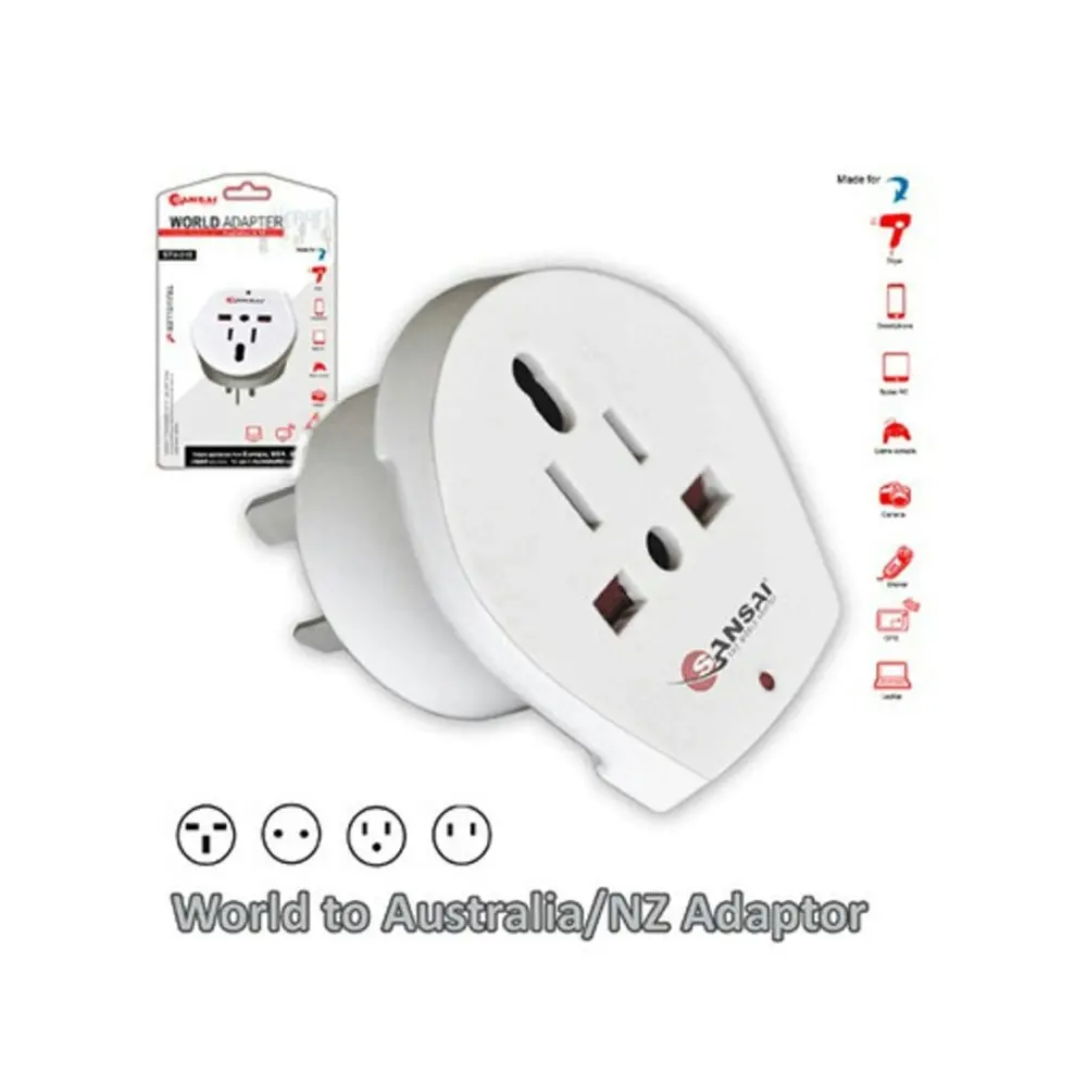 Sansai Universal Travel Power Adapter Outlet UK US CA EU Sockets to AU/NZ Plug