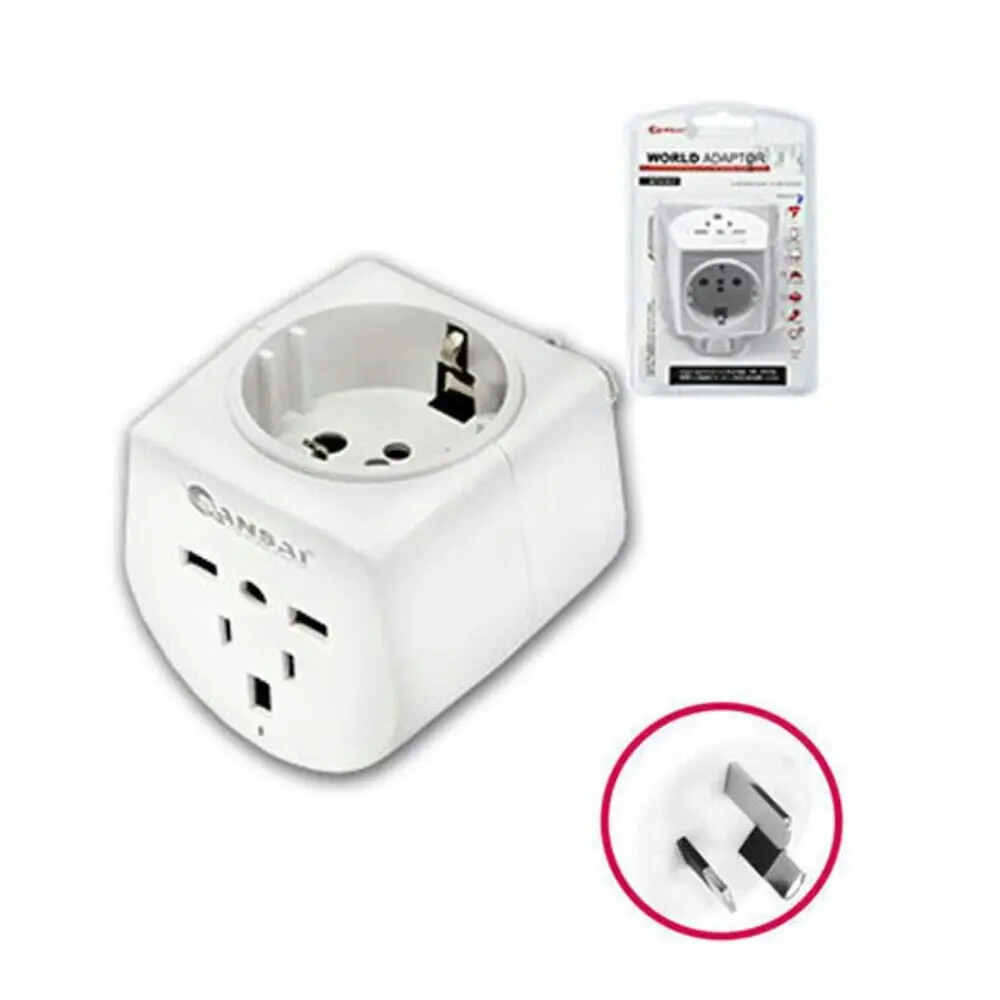 Sansai Universal Travel Power Adapter UK/USA/Europe/Asia/ Sockets to AU/NZ Plug