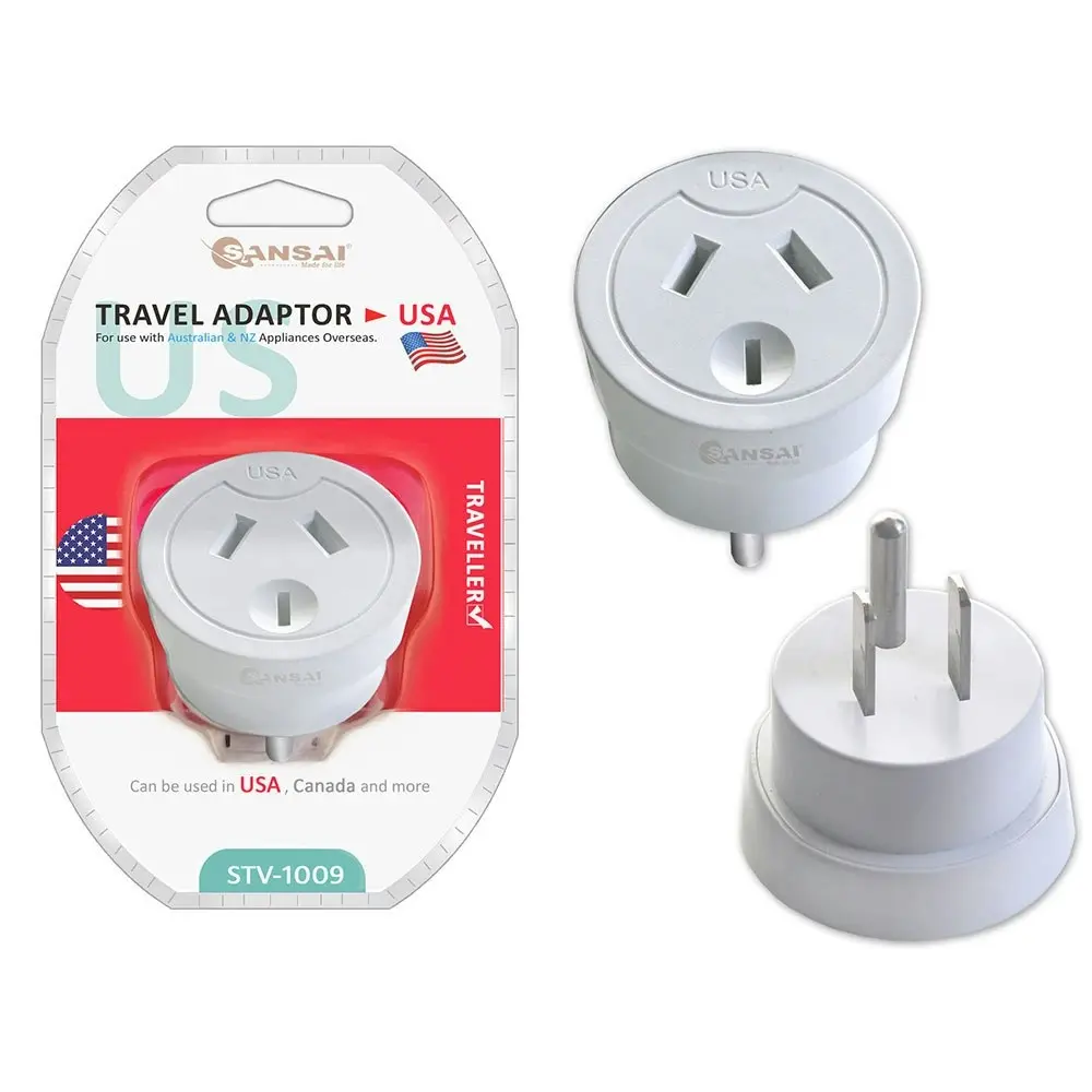 2PK Sansai Australia/NZ Travel Adaptor STV-1009 240V f/ US/USA/Canada/Overseas