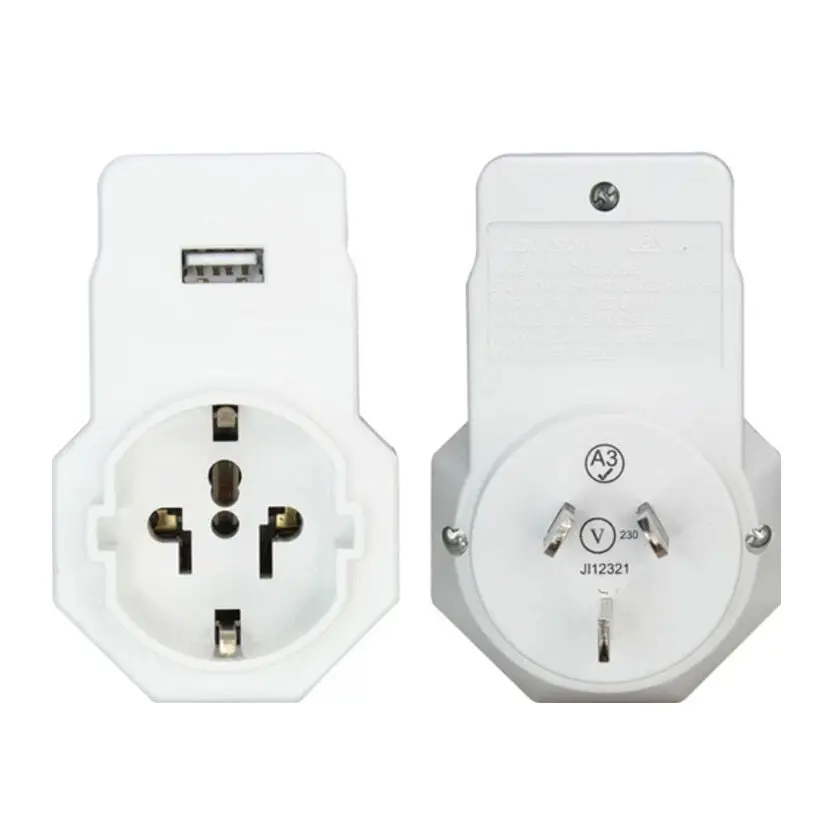 Jackson Tourist Travel Power Adaptor Europe/Bali/USA/Japan to AUS/NZ w/USB-A